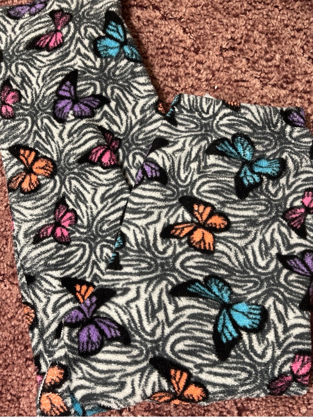 Butterfly Print Cozy Leggings - Multicolor Butterflies on Gray